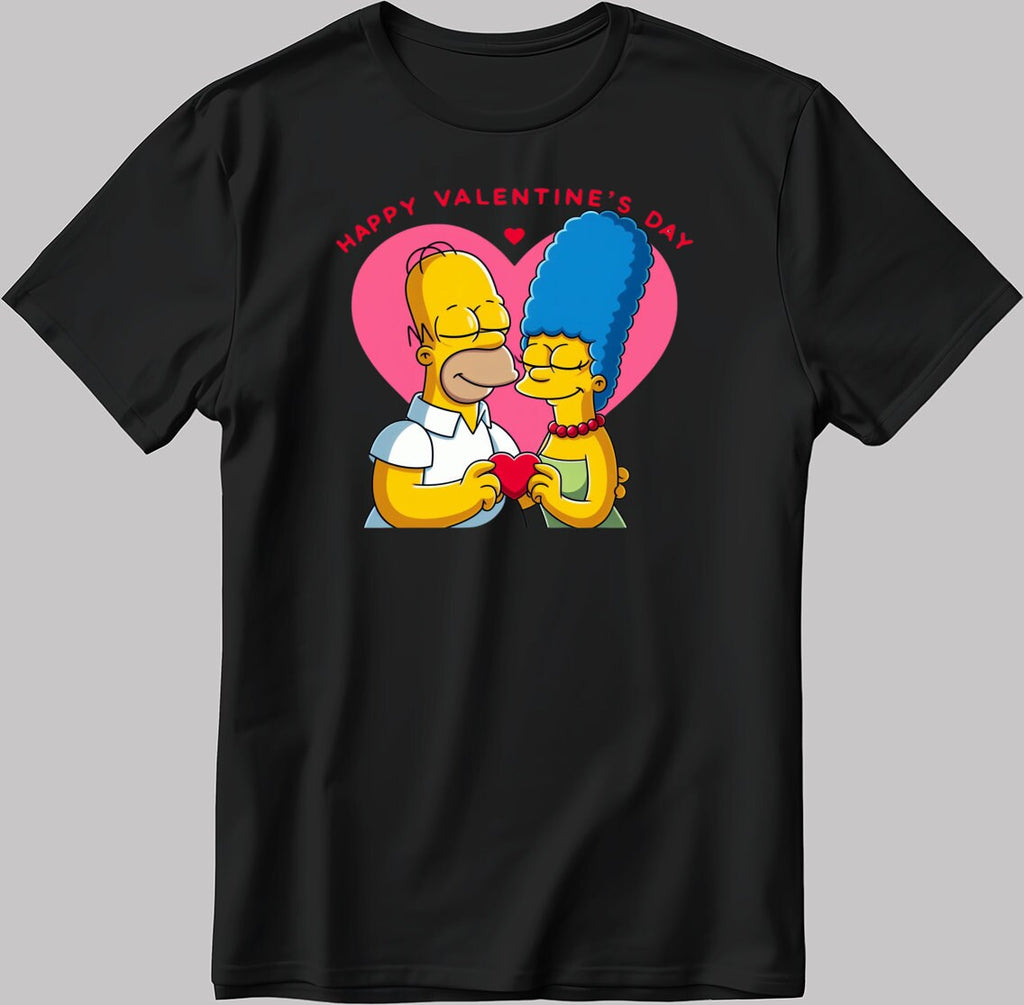The Simpsons Valentine Days Short Sleeve White-Black Men's / Women's T Shirt C419