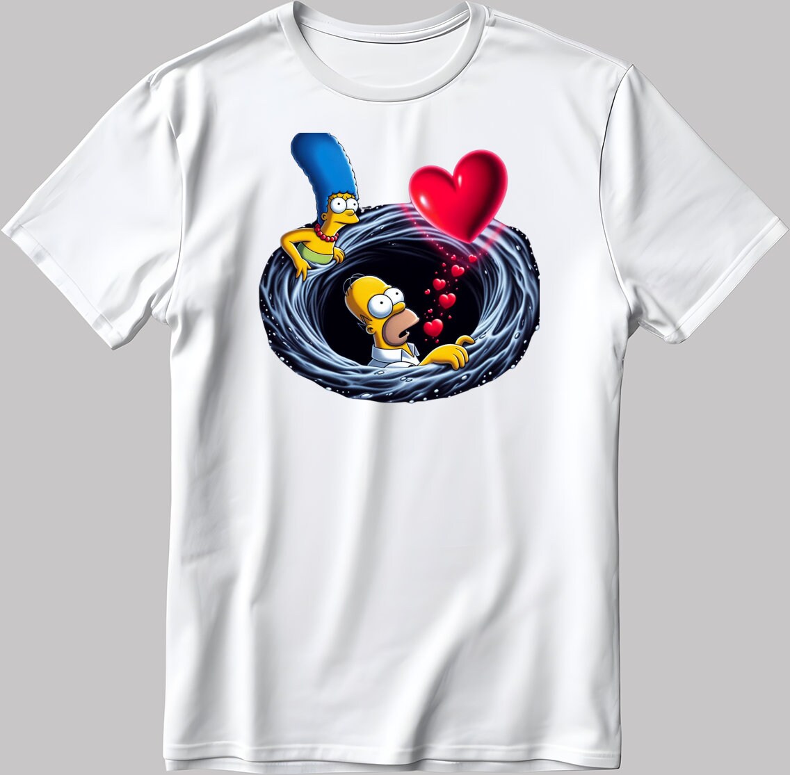 The Simpsons Valentine Days Short Sleeve White-Black Men's / Women's T Shirt C420