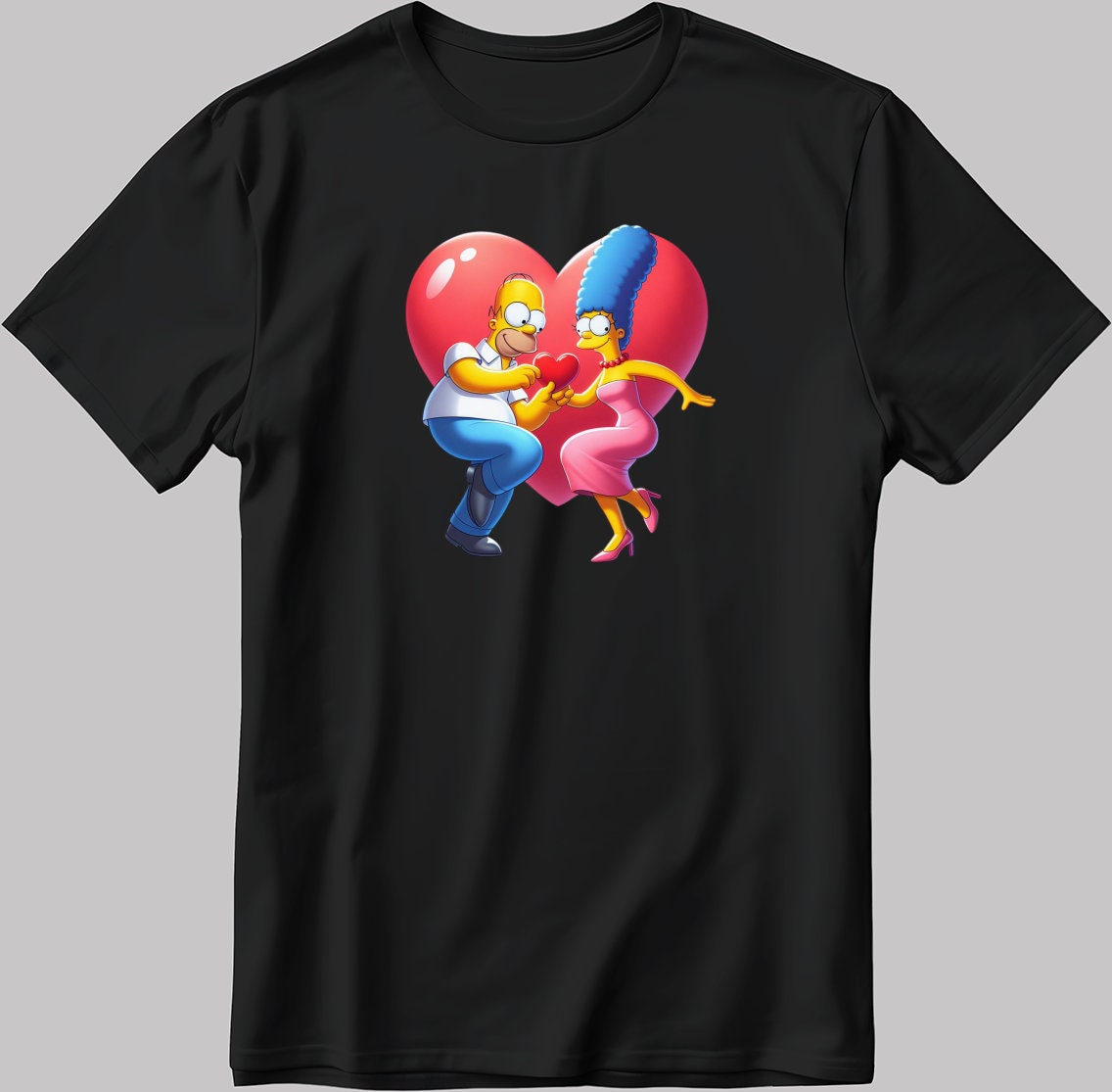 The Simpsons Valentine Days Short Sleeve White-Black Men's / Women's T Shirt C432