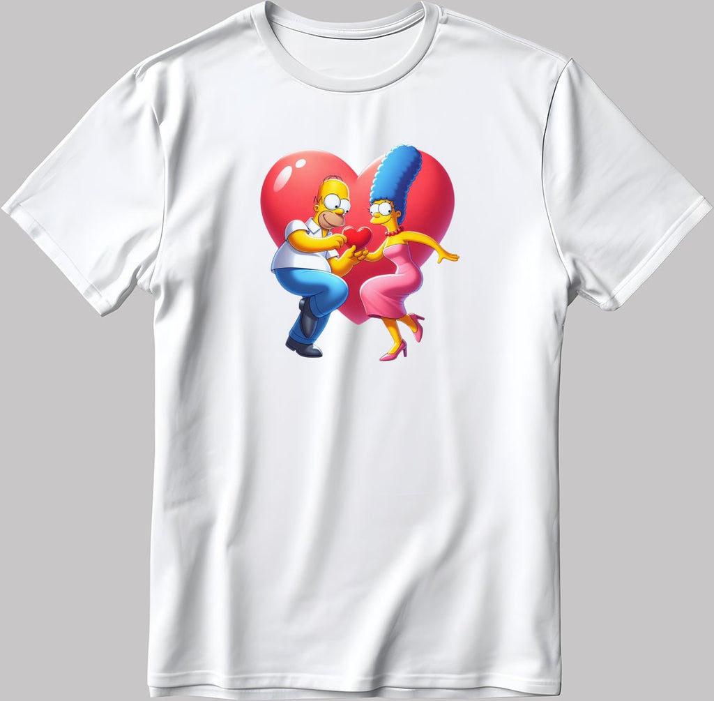 The Simpsons Valentine Days Short Sleeve White-Black Men's / Women's T Shirt C432