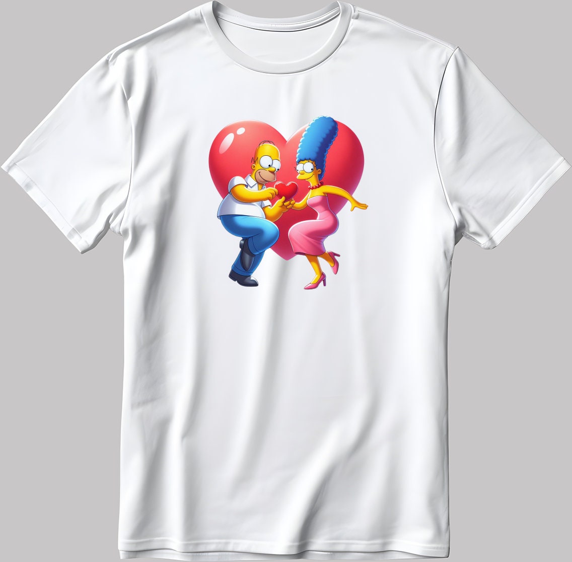The Simpsons Valentine Days Short Sleeve White-Black Men's / Women's T Shirt C432