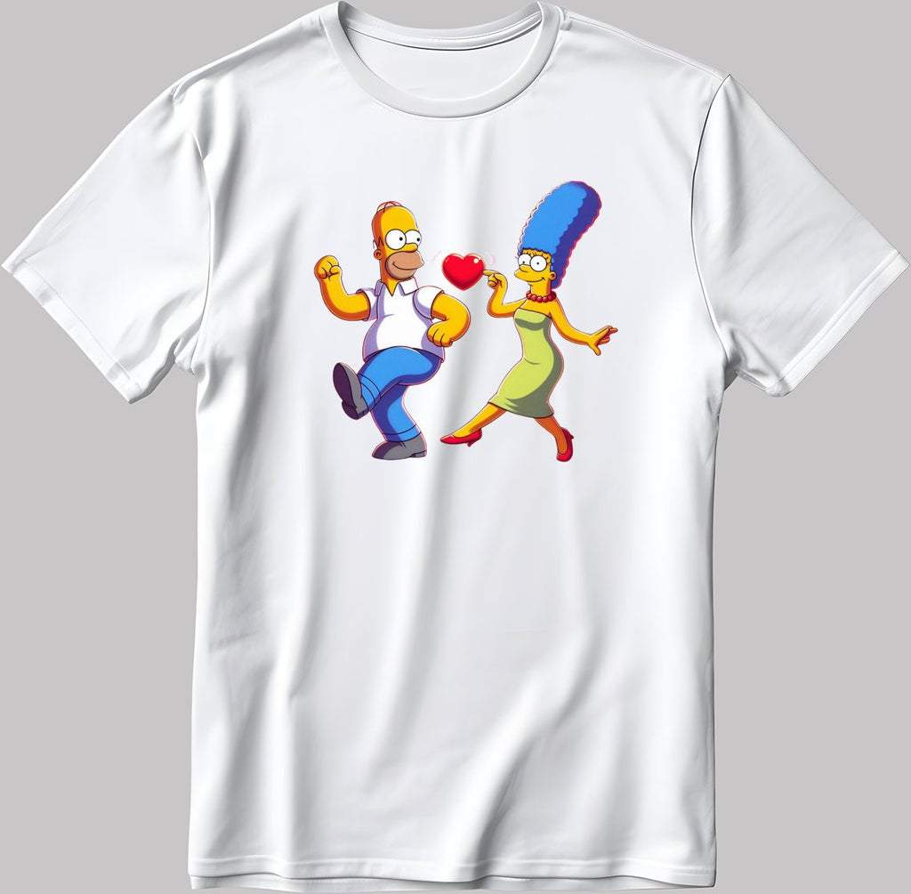 The Simpsons Valentine Days Short Sleeve White-Black Men's / Women's T Shirt C435