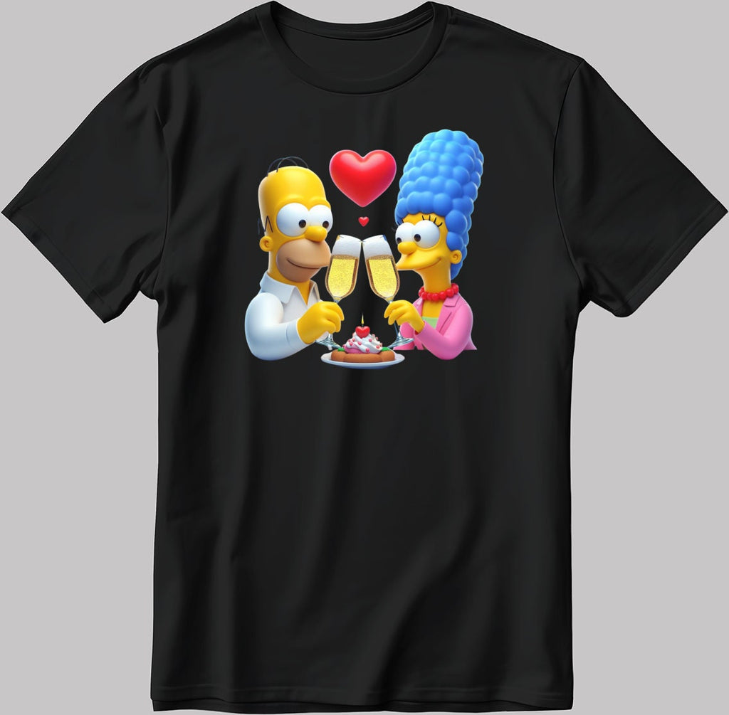 The Simpsons Valentine Days Short Sleeve White-Black Men's / Women's T Shirt C442