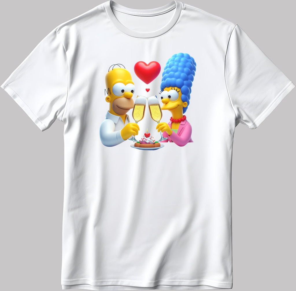 The Simpsons Valentine Days Short Sleeve White-Black Men's / Women's T Shirt C442