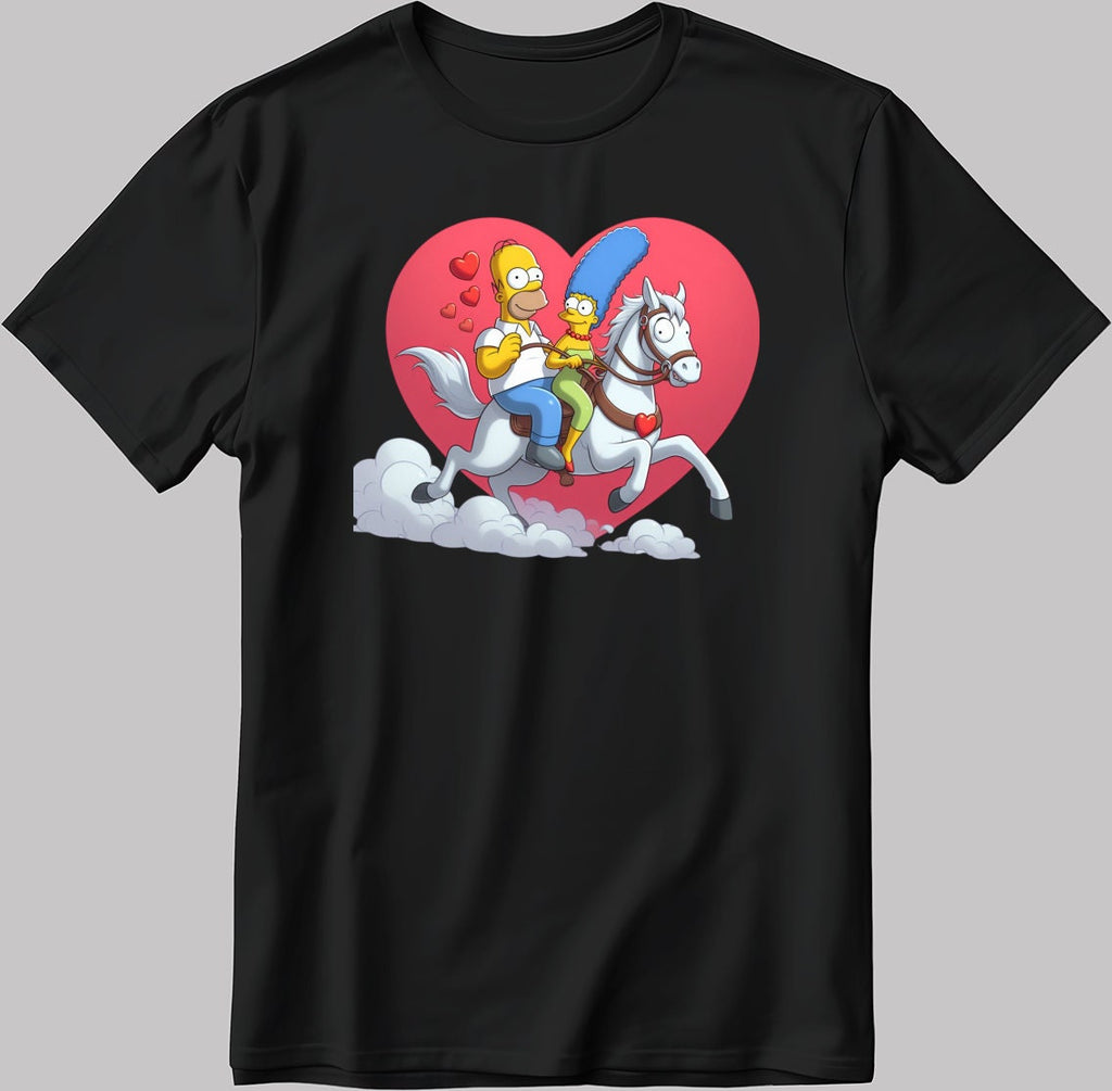 The Simpsons Valentine Days Short Sleeve White-Black Men's / Women's T Shirt C443