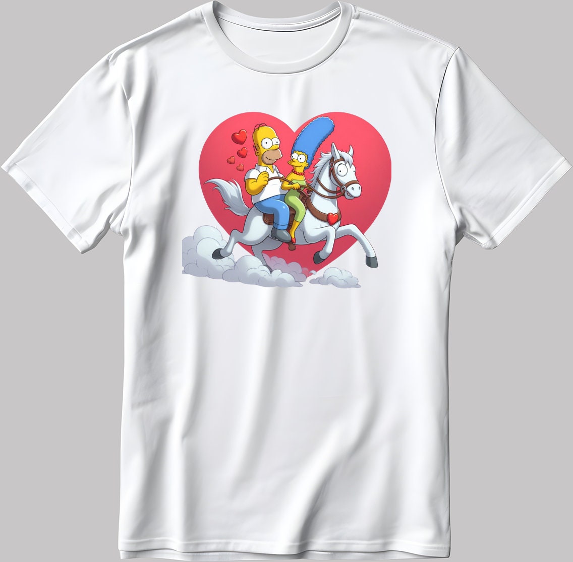 The Simpsons Valentine Days Short Sleeve White-Black Men's / Women's T Shirt C443