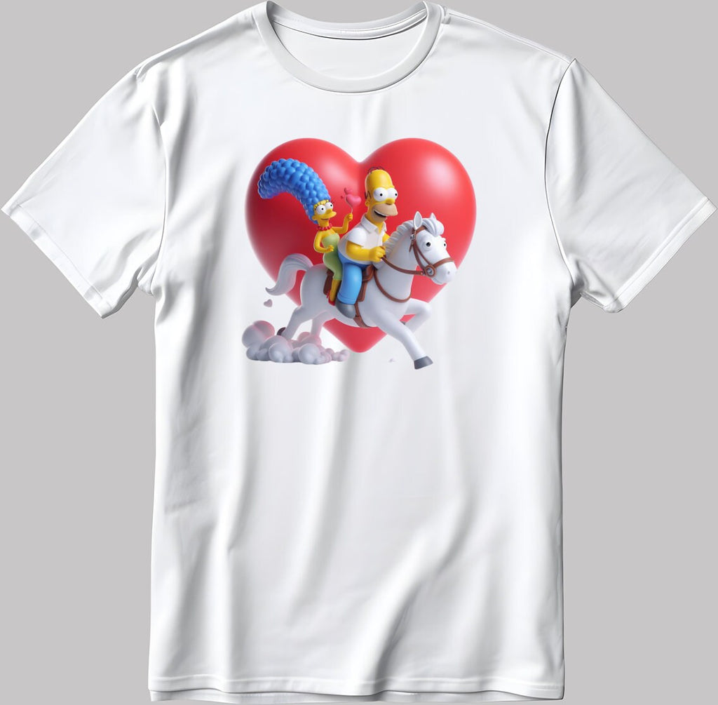 The Simpsons Valentine Days Short Sleeve White-Black Men's / Women's T Shirt C445