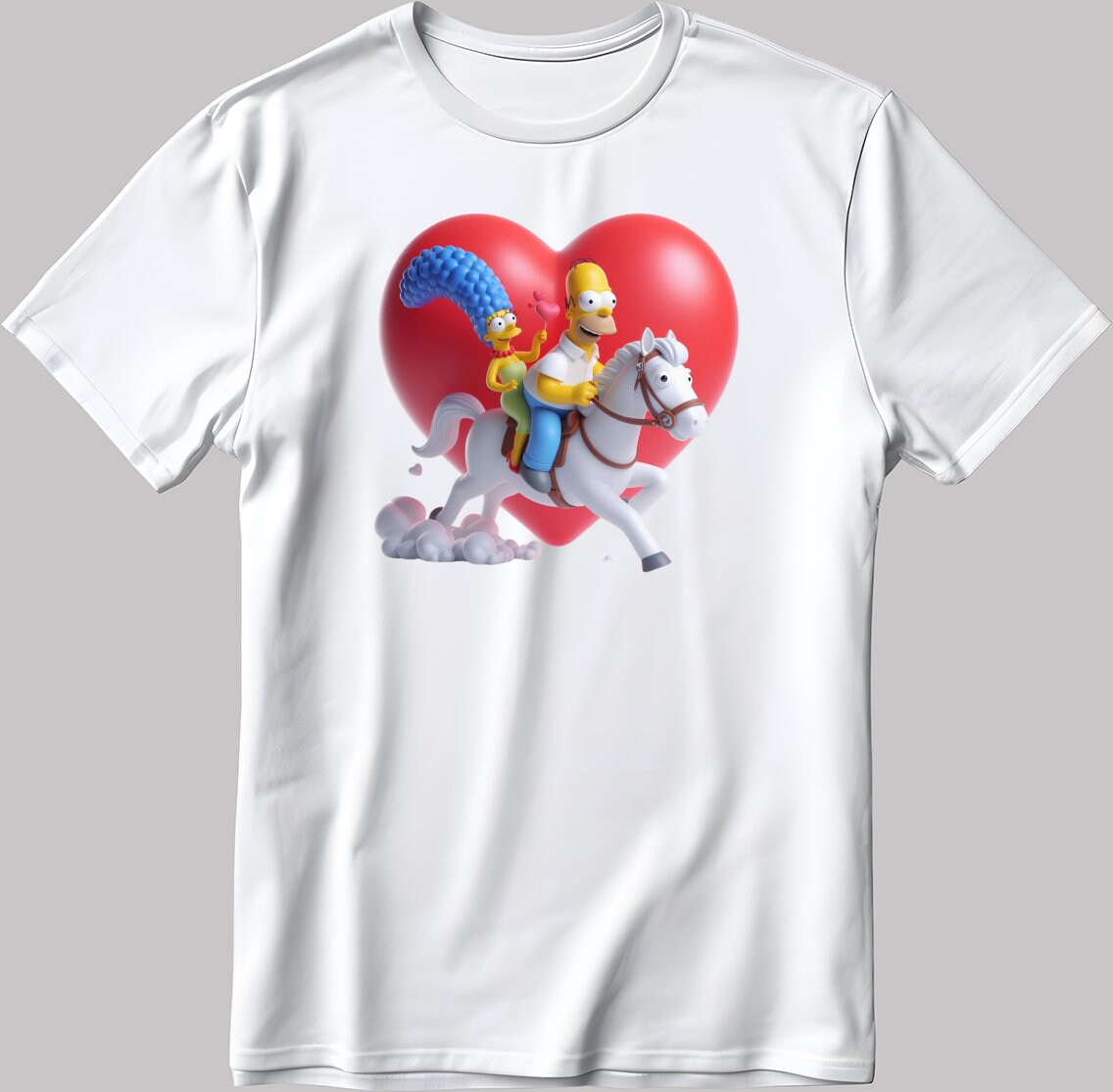 The Simpsons Valentine Days Short Sleeve White-Black Men's / Women's T Shirt C445