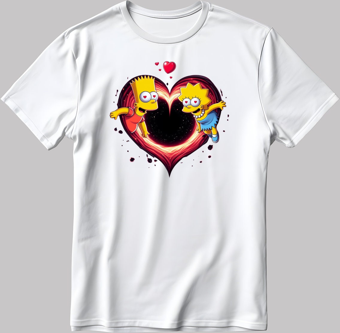 The Simpsons Valentine Days Short Sleeve White-Black Men's / Women's T Shirt C451