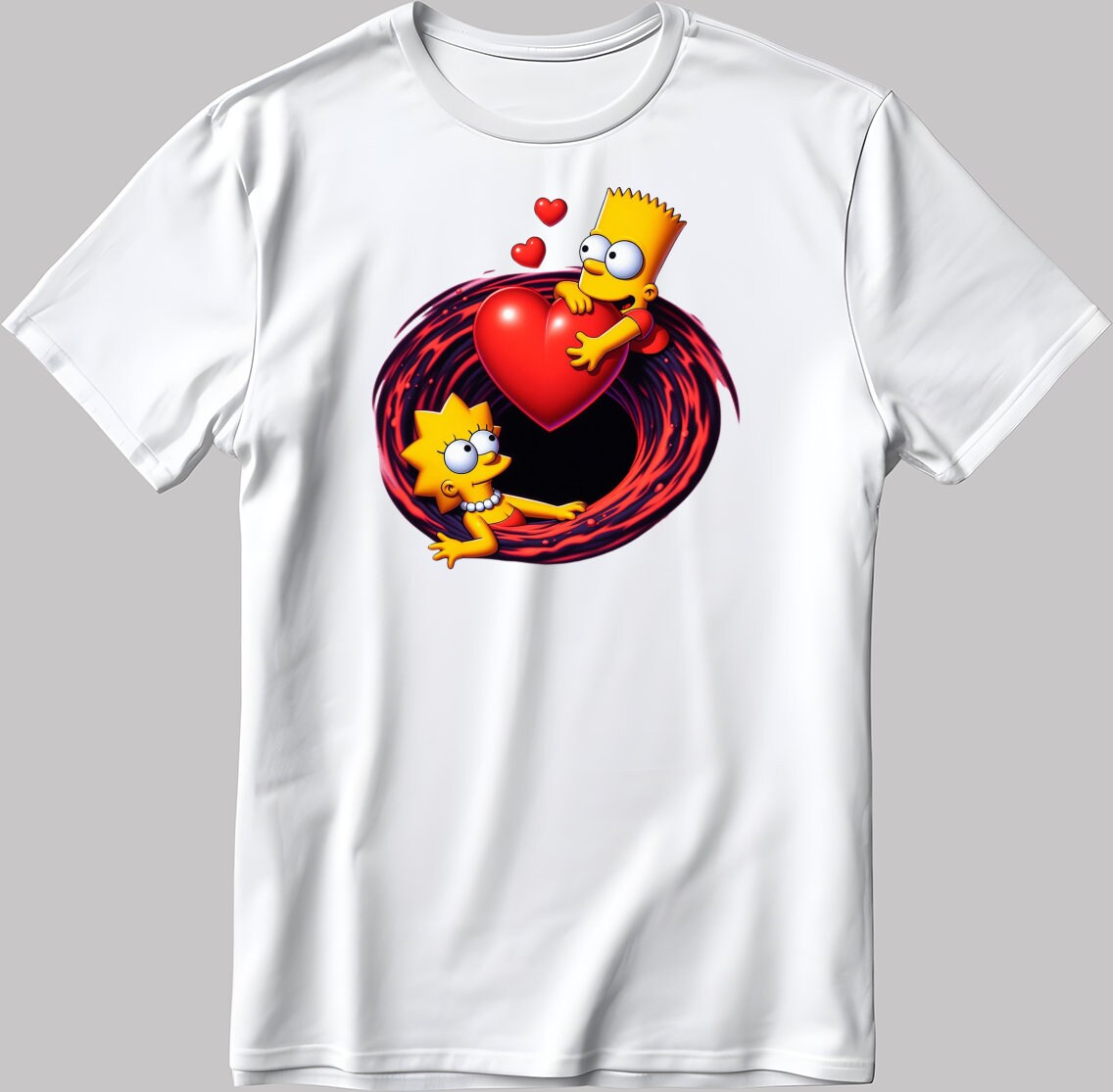 The Simpsons Valentine Days Short Sleeve White-Black Men's / Women's T Shirt C452