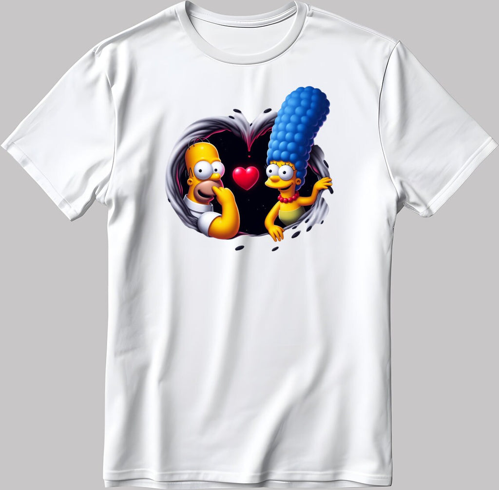The Simpsons Valentine Days Short Sleeve White-Black Men's / Women's T Shirt C453