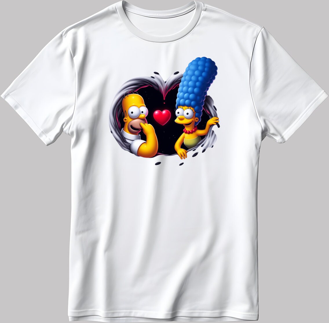 The Simpsons Valentine Days Short Sleeve White-Black Men's / Women's T Shirt C453