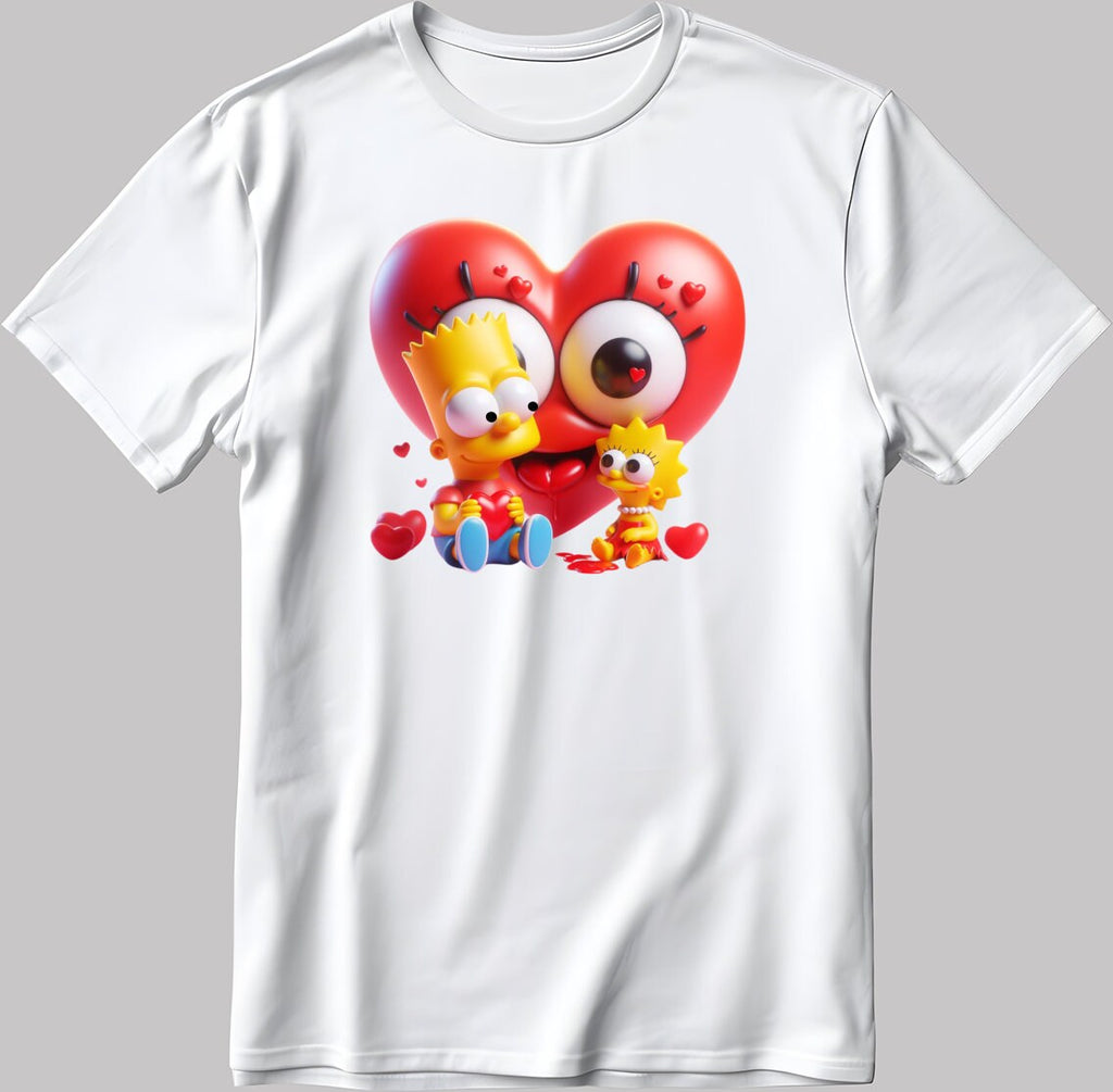 The Simpsons Valentine Days Short Sleeve White-Black Men's / Women's T Shirt C457