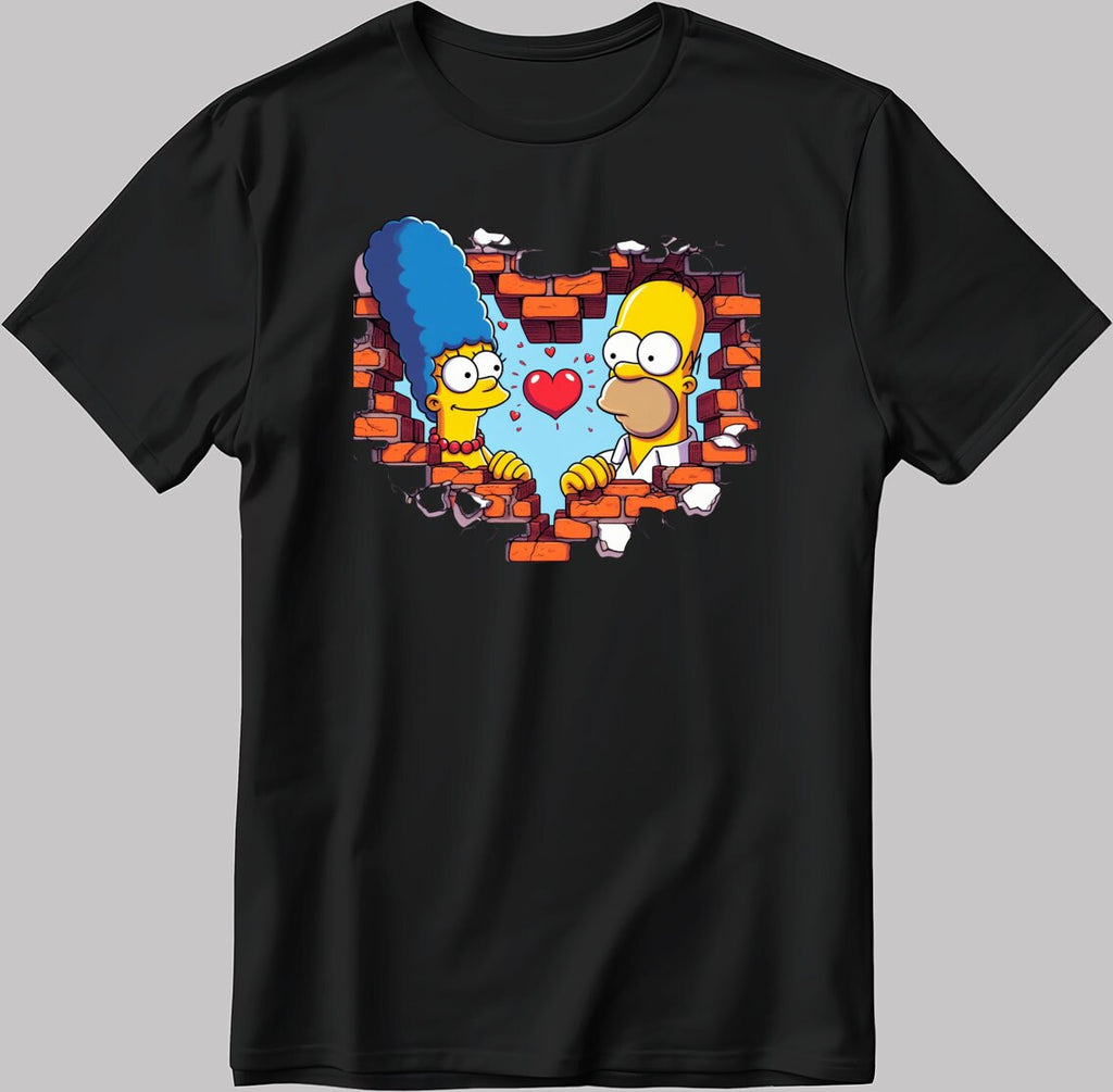The Simpsons Valentine Days Short Sleeve White-Black Men's / Women's T Shirt C458