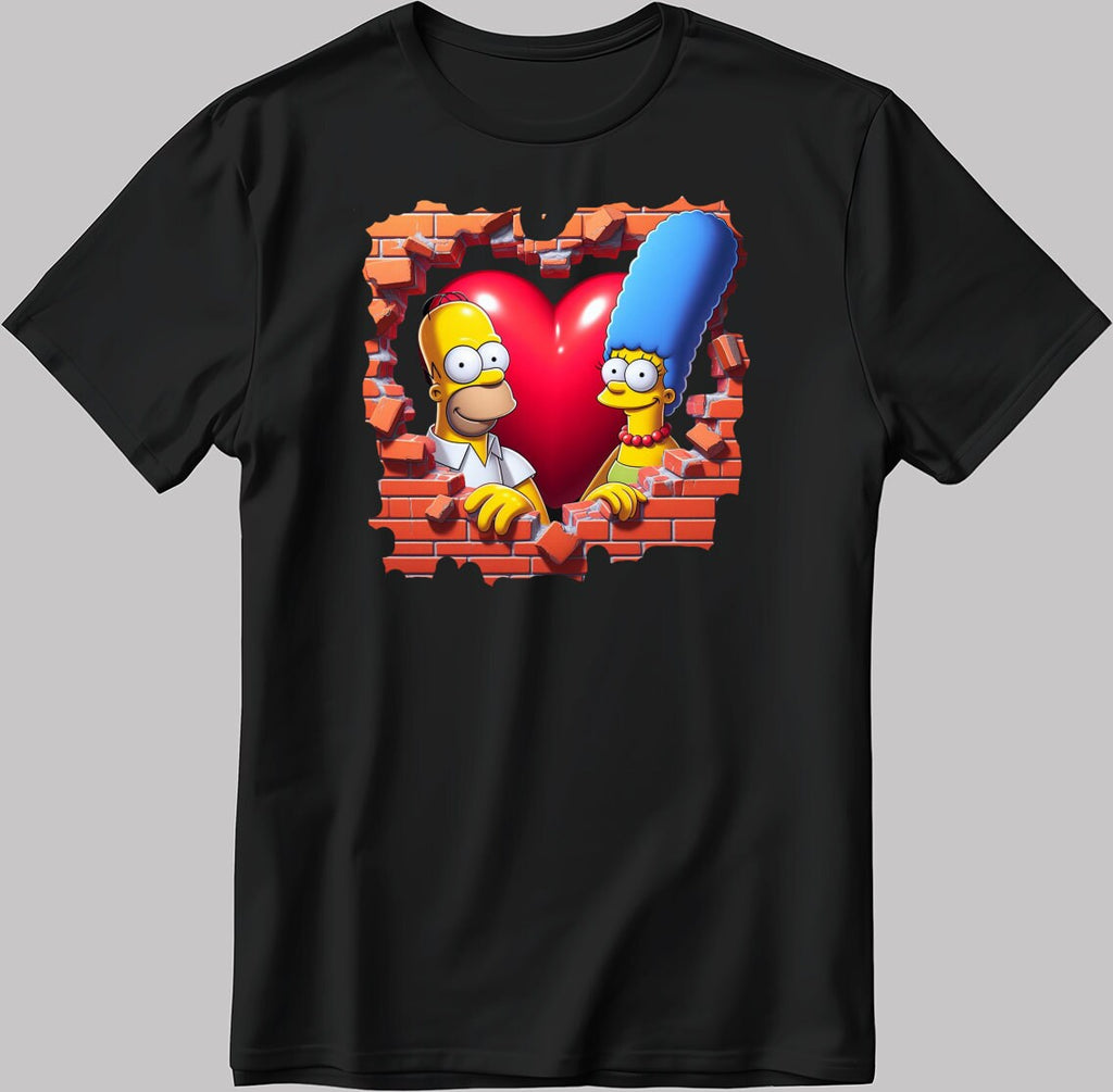 The Simpsons Valentine Days Short Sleeve White-Black Men's / Women's T Shirt C459
