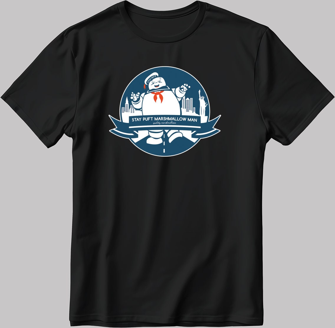 Marshmallow Man Short Sleeve White-Black Men's / Women's T Shirt C051