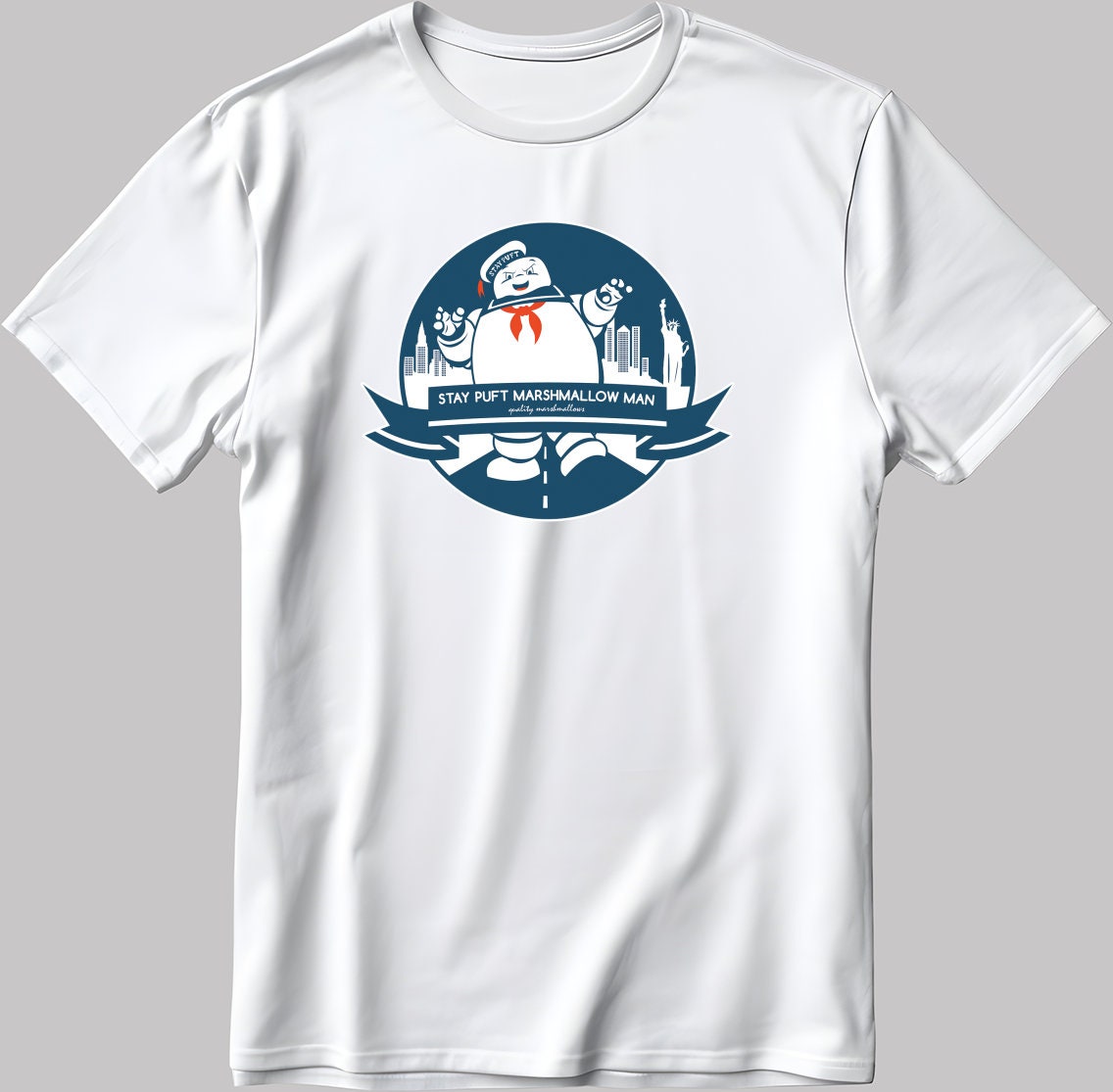 Marshmallow Man Short Sleeve White-Black Men's / Women's T Shirt C051