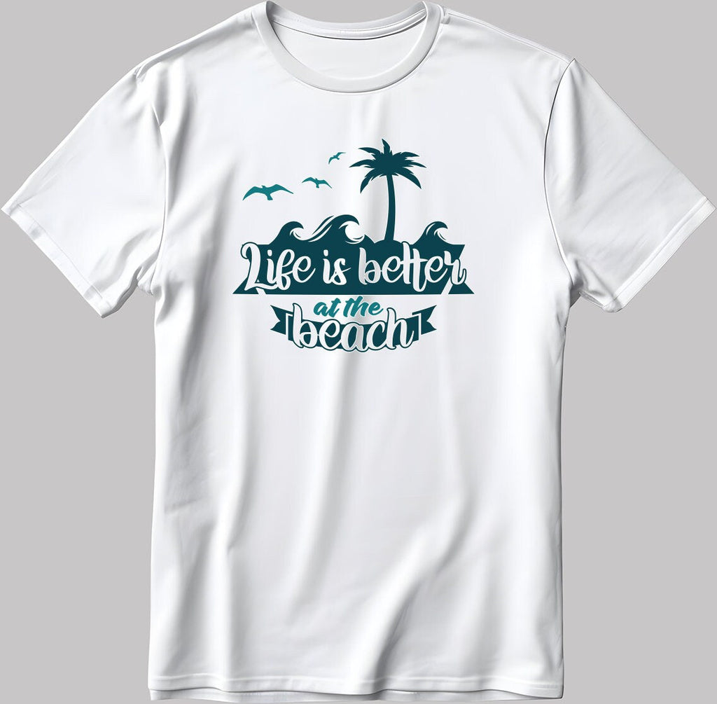 Life is better at the beach Short Sleeve White-Black Men's / Women's T Shirt C317