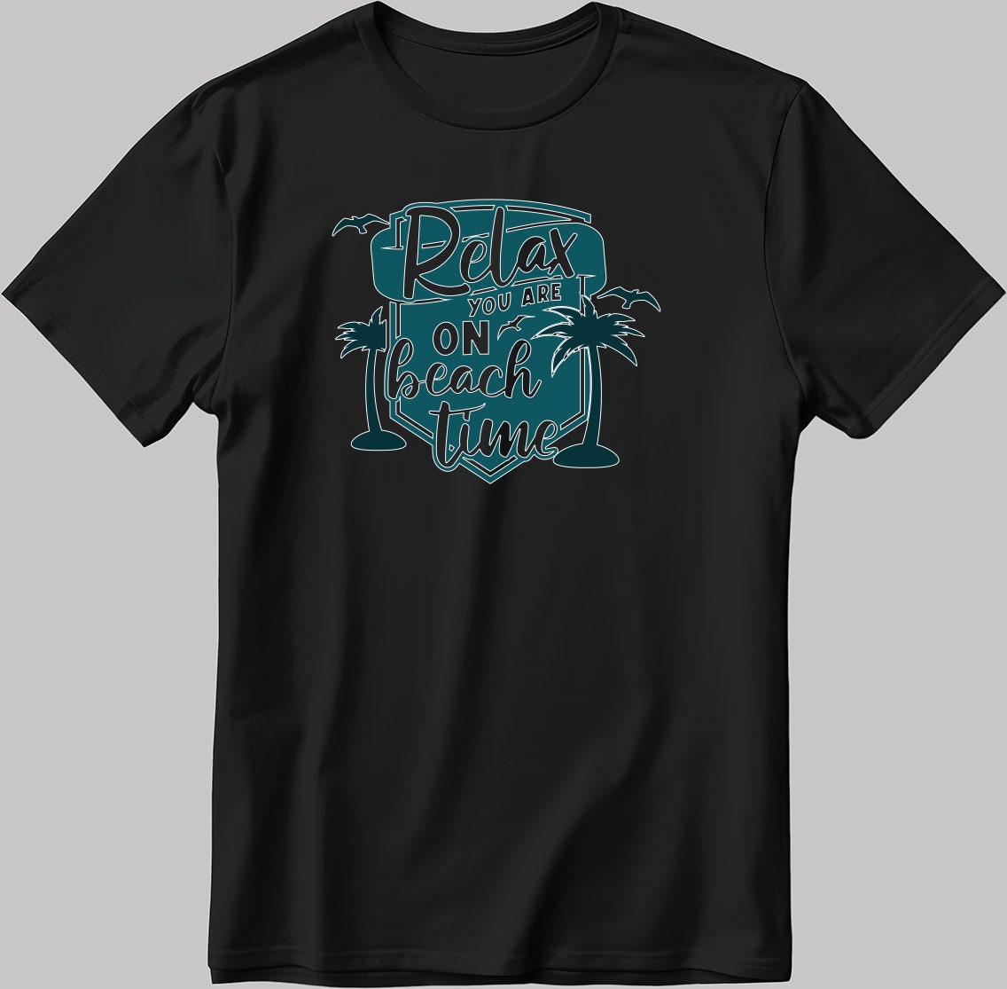 Relax You Are On Beach Time Short Sleeve White-Black Men's / Women's T Shirt C325