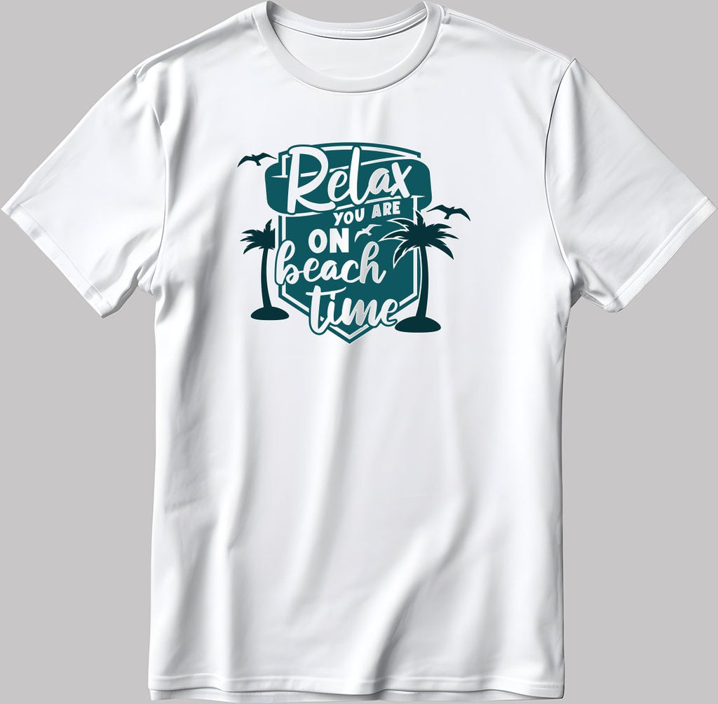Relax You Are On Beach Time Short Sleeve White-Black Men's / Women's T Shirt C325