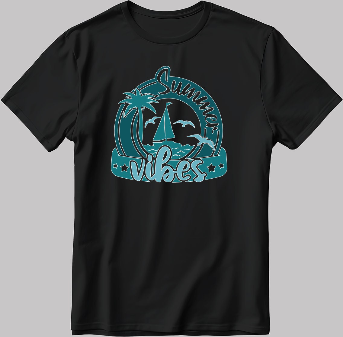 Summer Vibes Short Sleeve White-Black Men's / Women's T Shirt C331