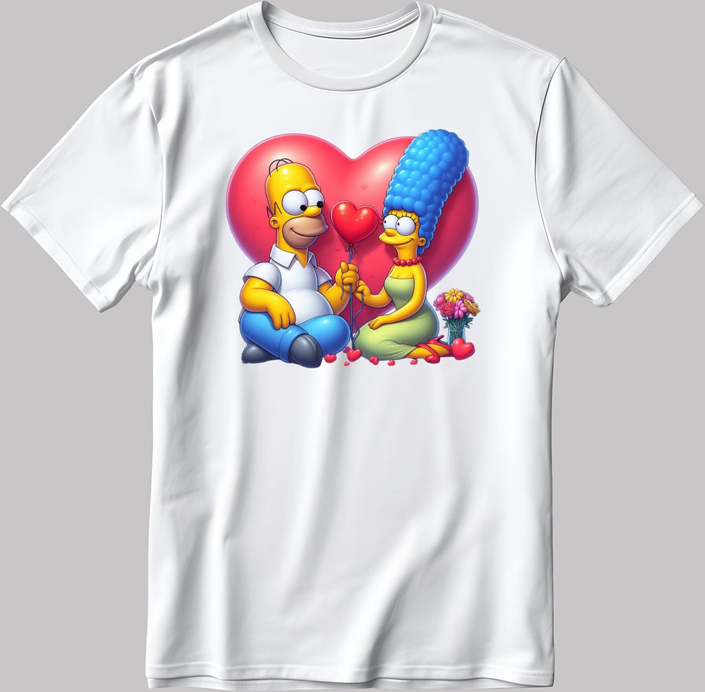 The Simpsons Valentine Days Short Sleeve White-Black Men's / Women's T Shirt C479