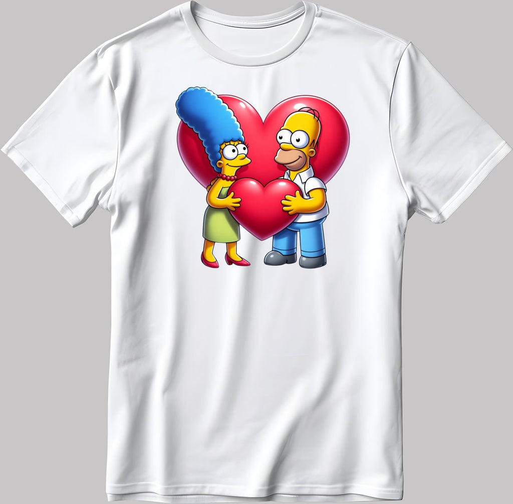 The Simpsons Valentine Days Short Sleeve White-Black Men's / Women's T Shirt C480