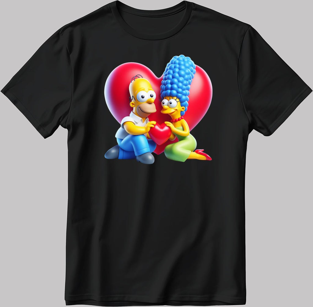 The Simpsons Valentine Days Short Sleeve White-Black Men's / Women's T Shirt C482