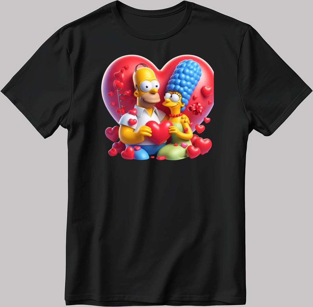 The Simpsons Valentine Days Short Sleeve White-Black Men's / Women's T Shirt C483