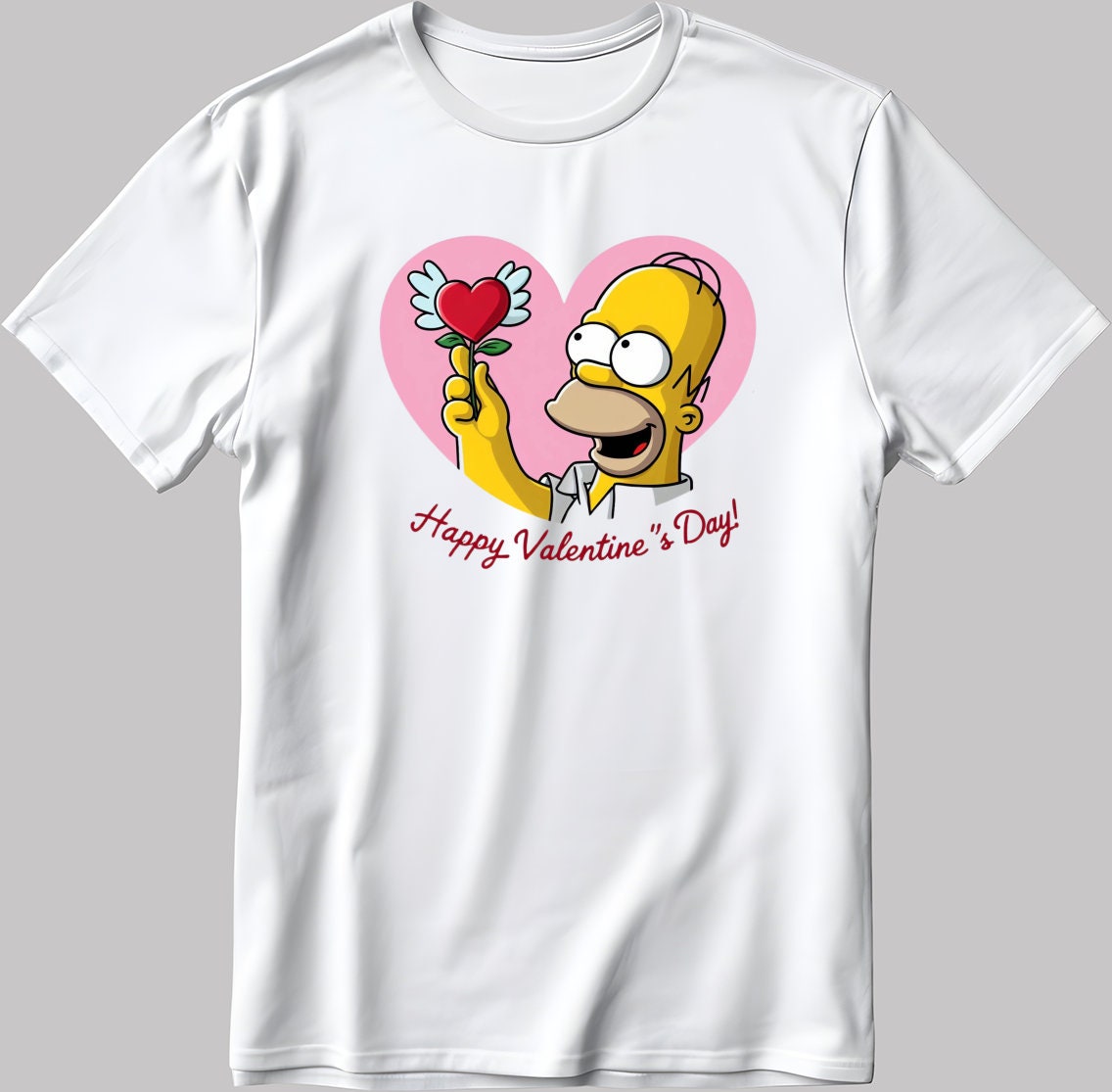 The Simpsons Valentine Days Short Sleeve White-Black Men's / Women's T Shirt C488