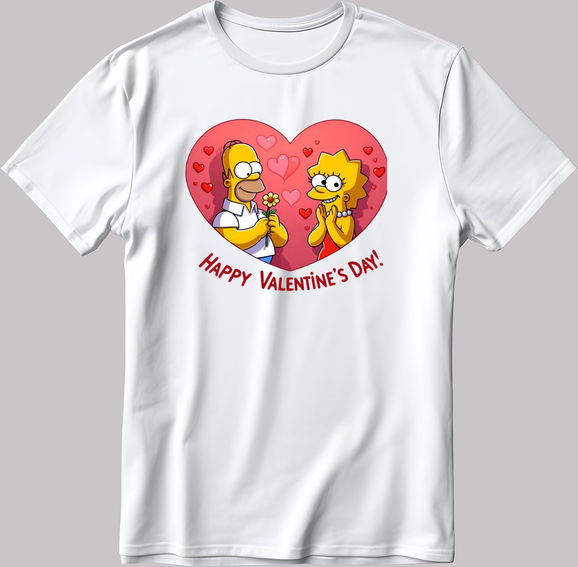 The Simpsons Valentine Days Short Sleeve White-Black Men's / Women's T Shirt C492