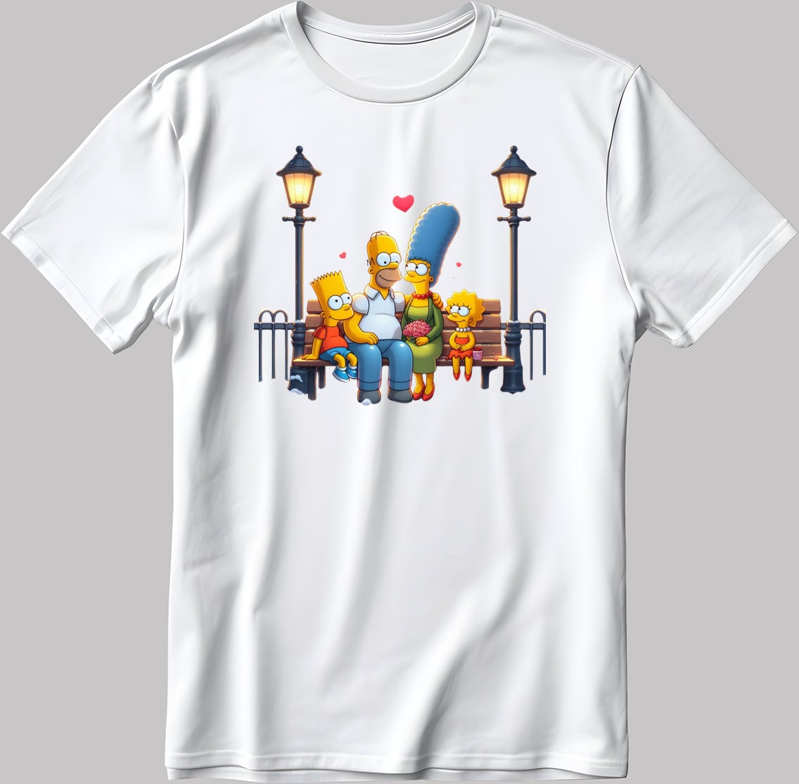 The Simpsons Valentine Days Short Sleeve White-Black Men's / Women's T Shirt C493