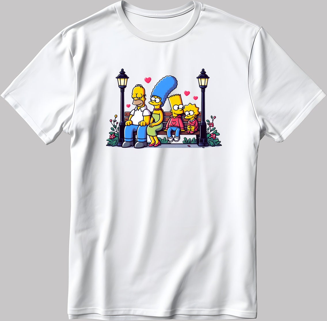 The Simpsons Valentine Days Short Sleeve White-Black Men's / Women's T Shirt C494