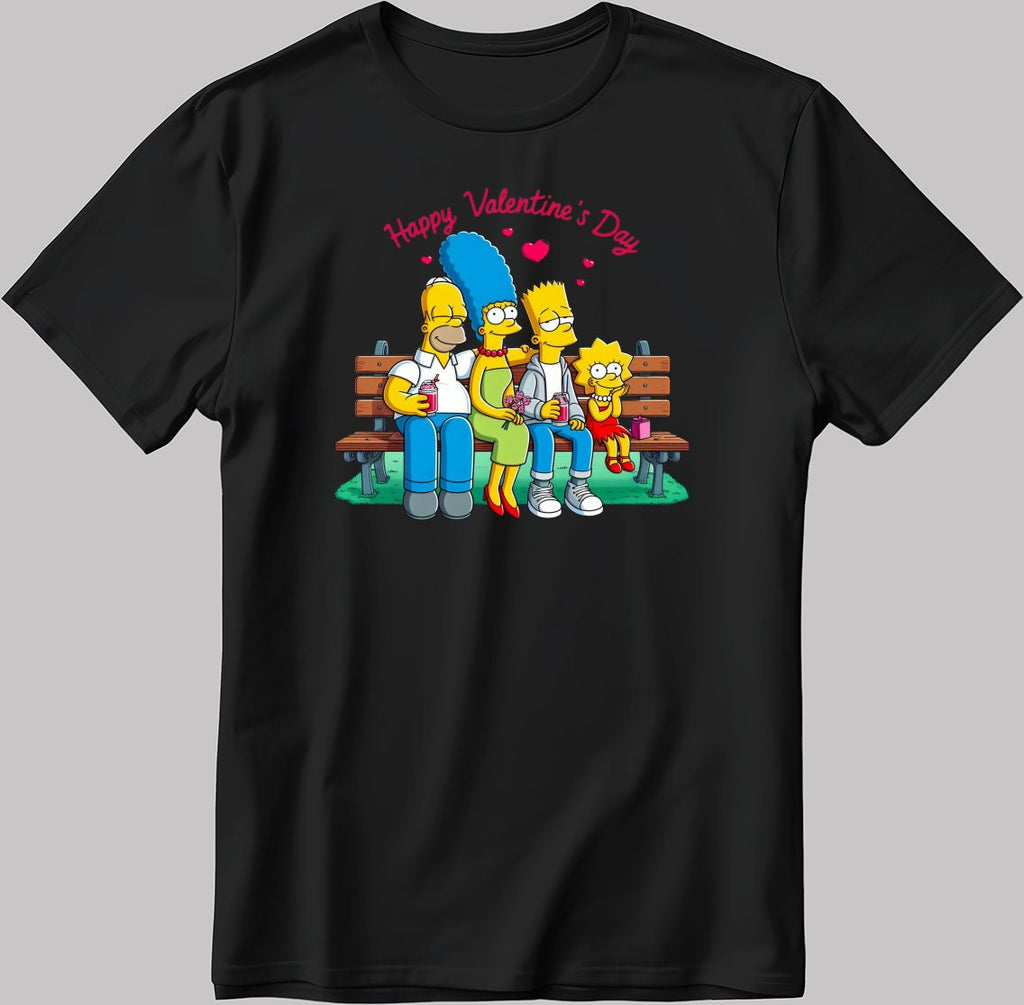 The Simpsons Valentine Days Short Sleeve White-Black Men's / Women's T Shirt C495