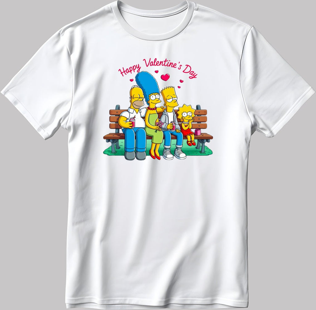The Simpsons Valentine Days Short Sleeve White-Black Men's / Women's T Shirt C495