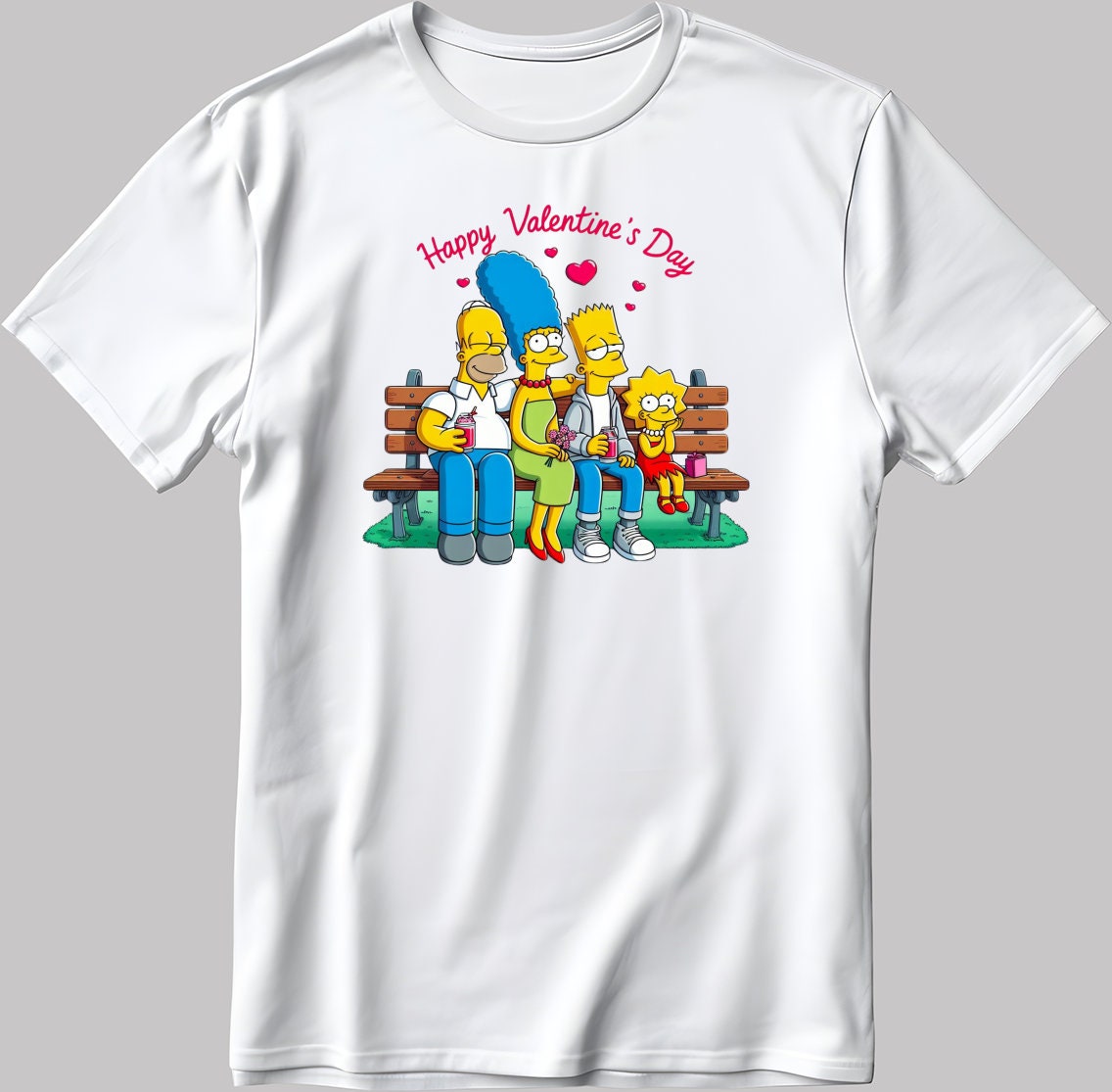The Simpsons Valentine Days Short Sleeve White-Black Men's / Women's T Shirt C495