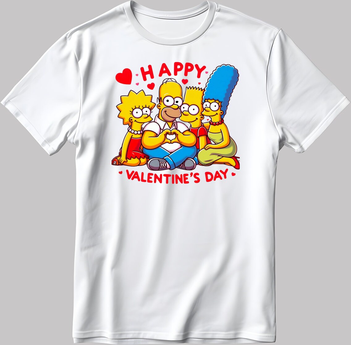 The Simpsons Valentine Days Short Sleeve White-Black Men's / Women's T Shirt C500