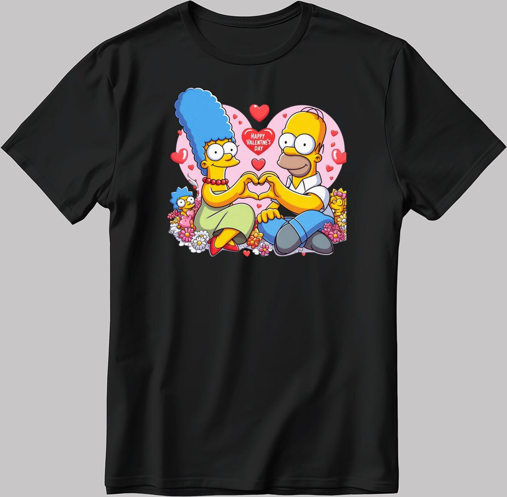 The Simpsons Valentine Days Short Sleeve White-Black Men's / Women's T Shirt C501