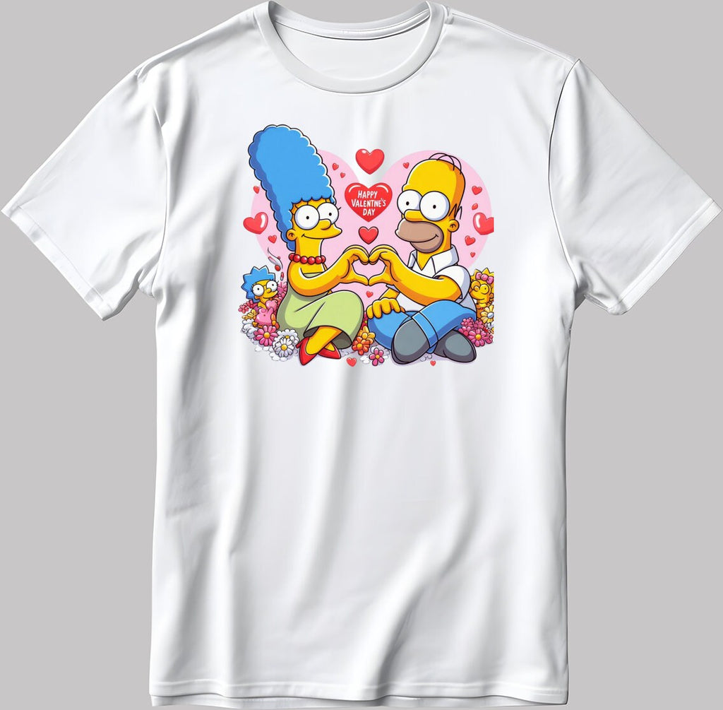 The Simpsons Valentine Days Short Sleeve White-Black Men's / Women's T Shirt C501