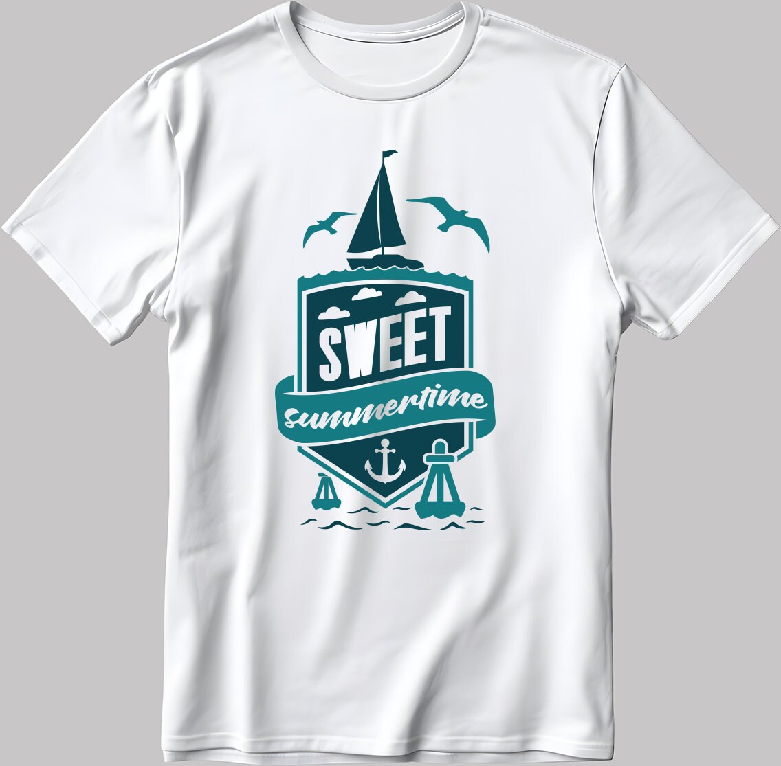 Sweet Summertime Sailor Short Sleeve White-Black Men's / Women's T Shirt C333