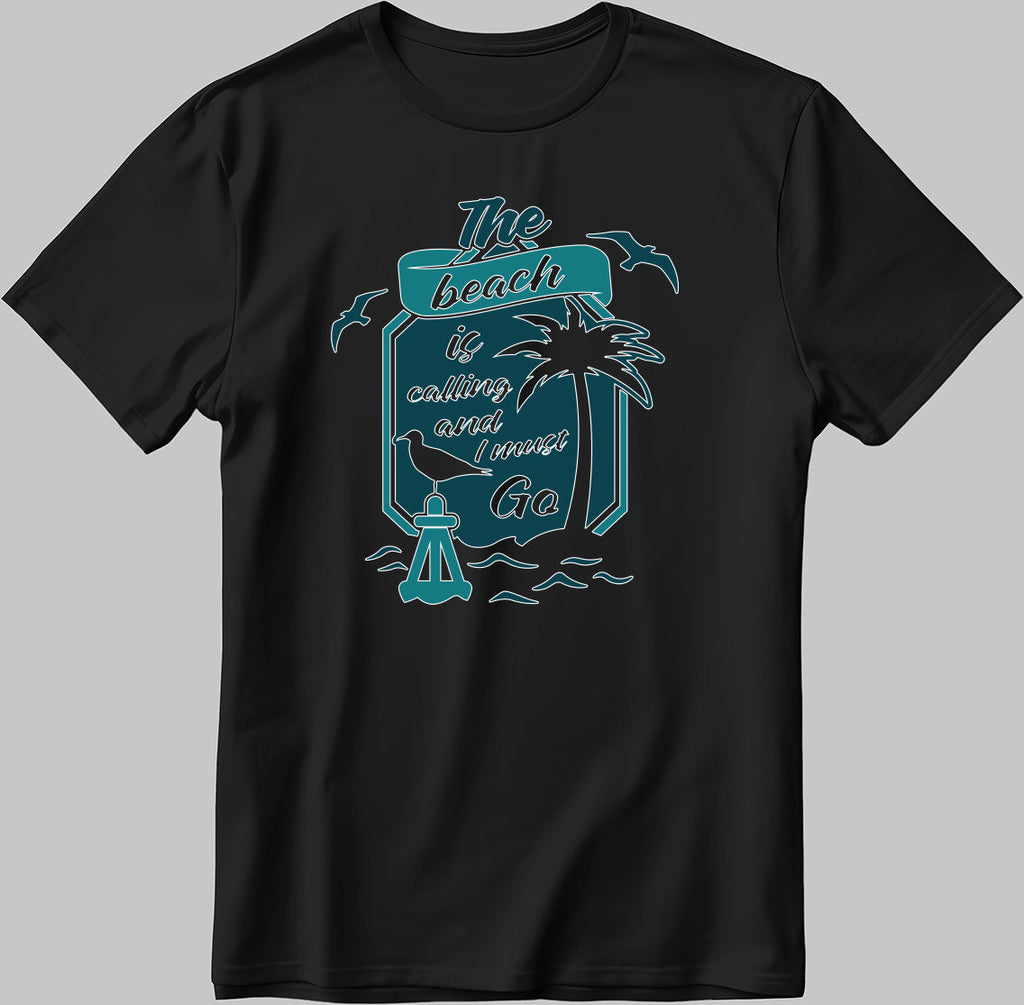 The Beach Is Calling Short Sleeve White-Black Men's / Women's T Shirt C334