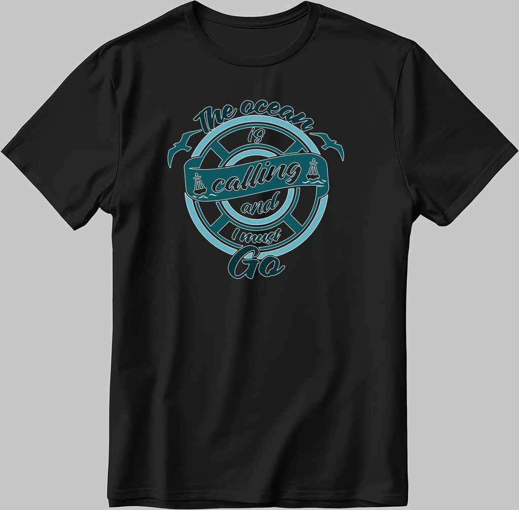 The Ocean Is Calling Short Sleeve White-Black Men's / Women's T Shirt C335