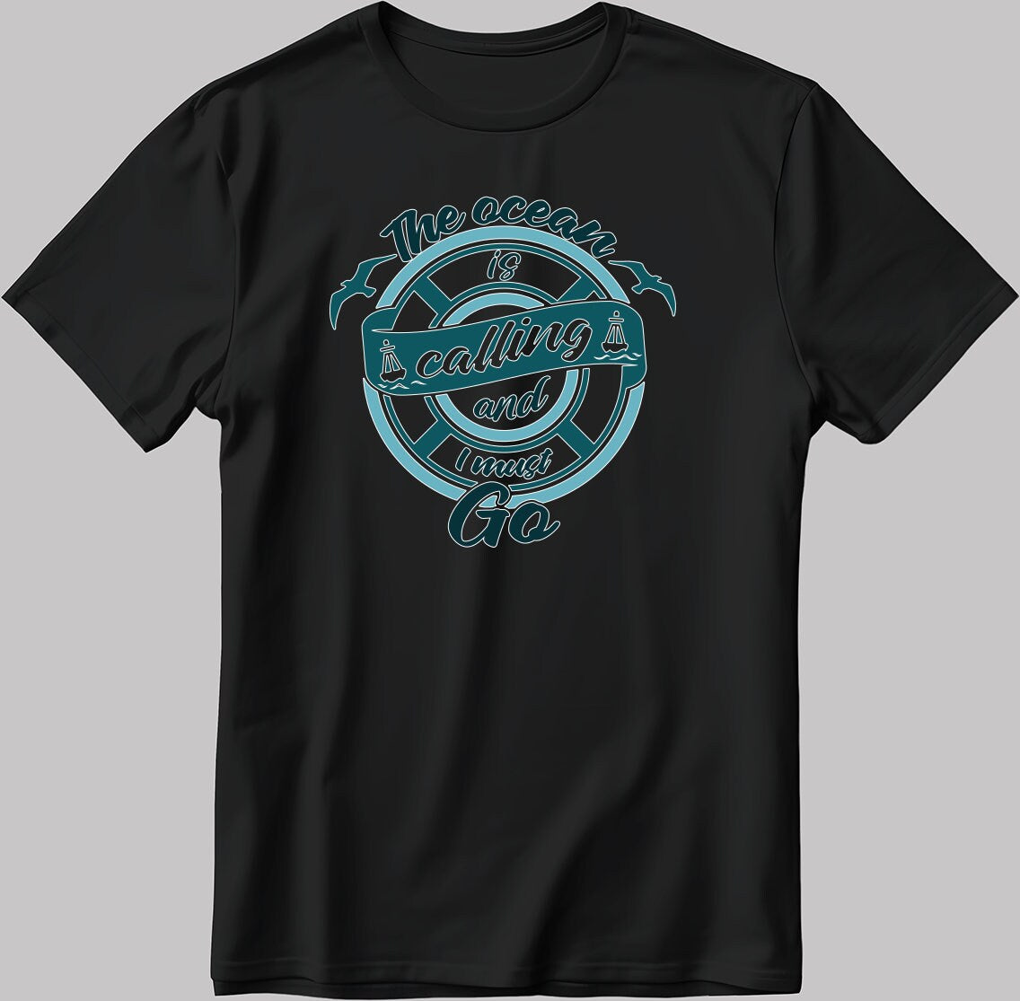 The Ocean Is Calling Short Sleeve White-Black Men's / Women's T Shirt C335