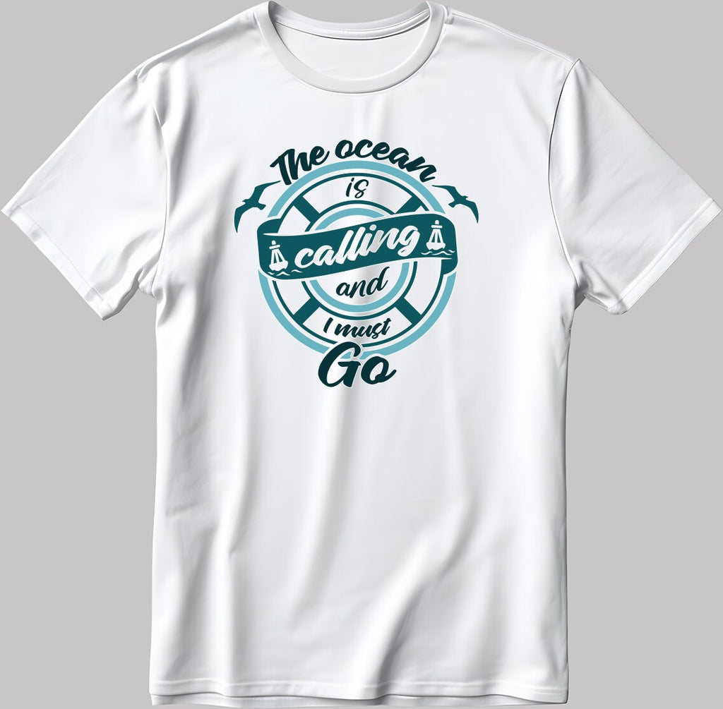 The Ocean Is Calling Short Sleeve White-Black Men's / Women's T Shirt C335