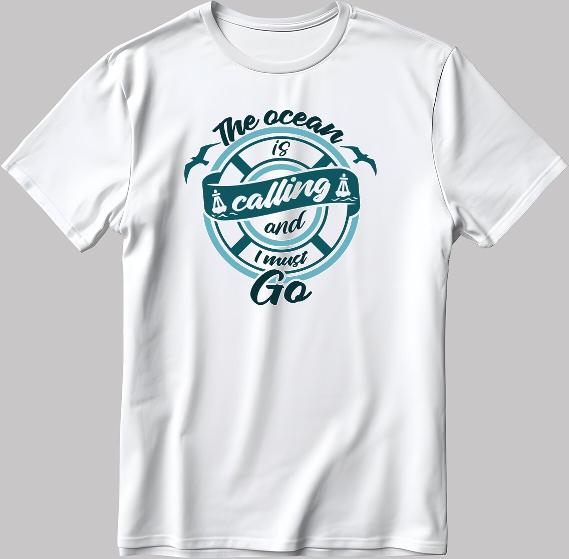 The Ocean Is Calling Short Sleeve White-Black Men's / Women's T Shirt C335