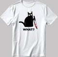 Black Cat What? Short Sleeve White-Black Men's / Women's T Shirt D344