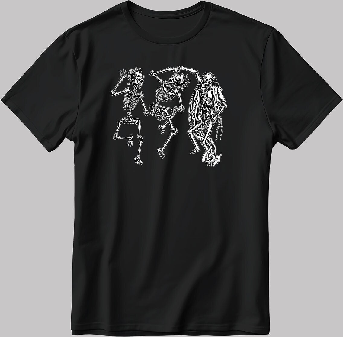 Skeletons Dancing Short Sleeve White-Black Men's / Women's T Shirt E009