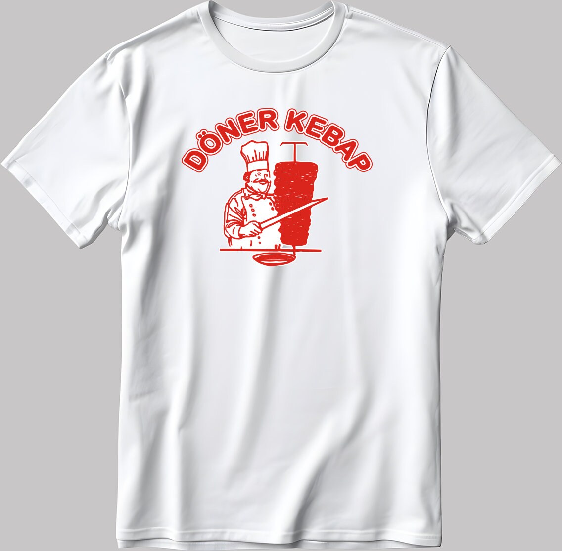 Doner Kebap Figure Short Sleeve White-Black Men's / Women's T Shirt E045