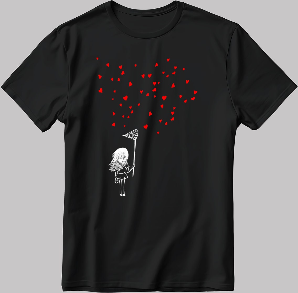 Alone Girl Figure Short Sleeve White-Black Men's / Women's T Shirt H341