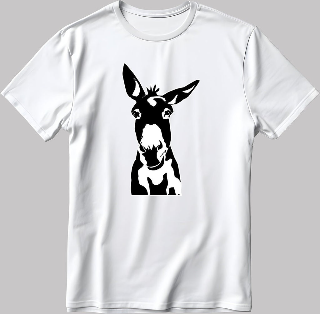 Funny Donkey Face Short Sleeve White-Black Men's / Women's T Shirt K176